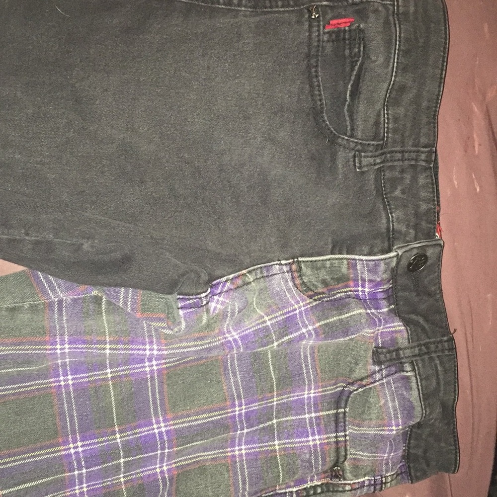 Hot topic half and half plaid print pants!